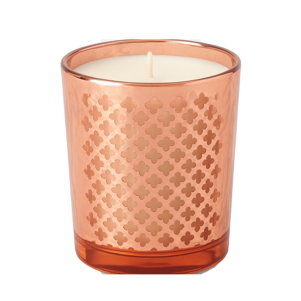 Avon Rose Gold Quatrefoil Glass Candle Holder 4โ Metallic Decor